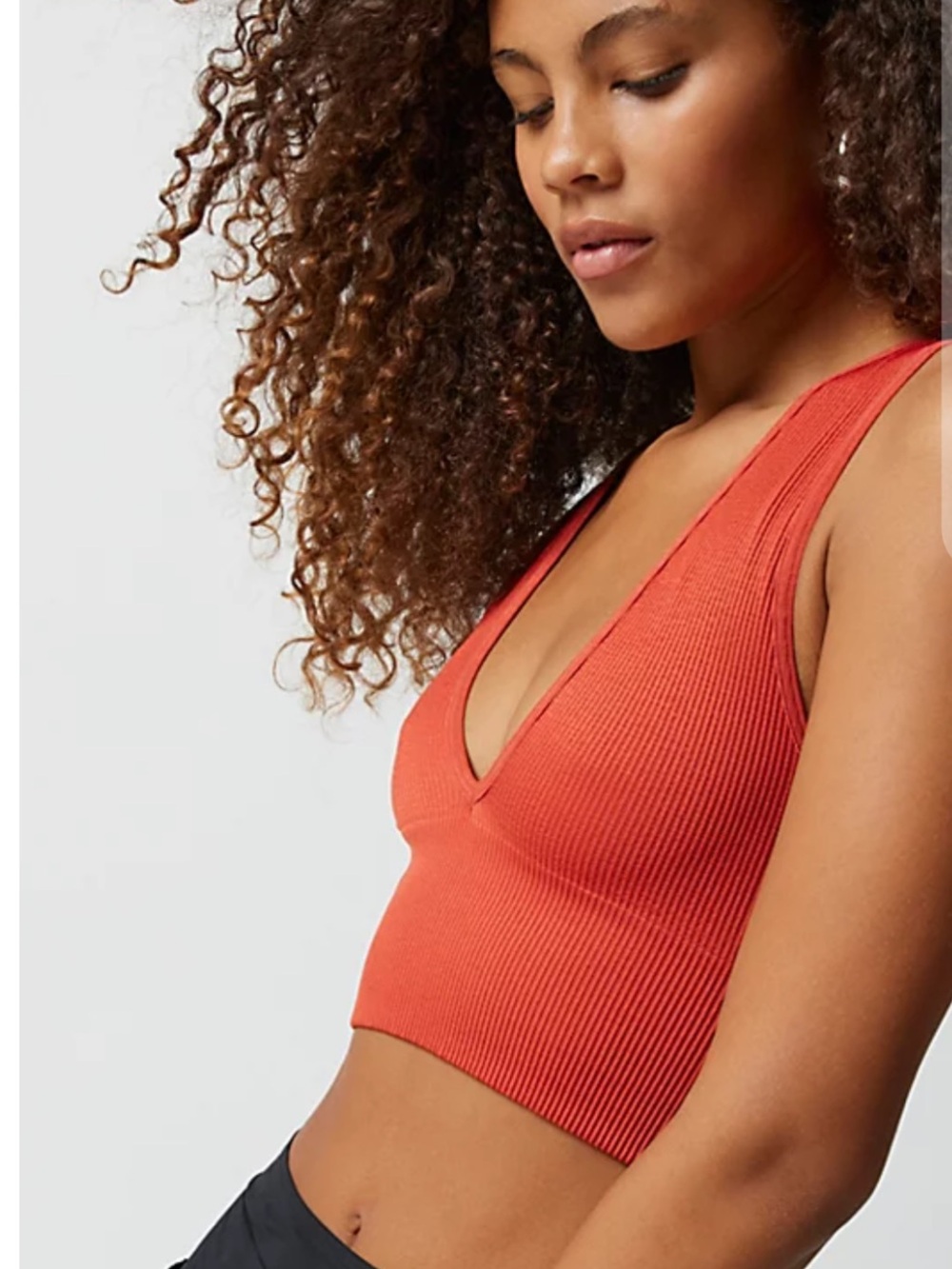 OUT FROM UNDER Hailey Seamless Plunge Cropped Tank Burnt Orange Sz Medium NWT